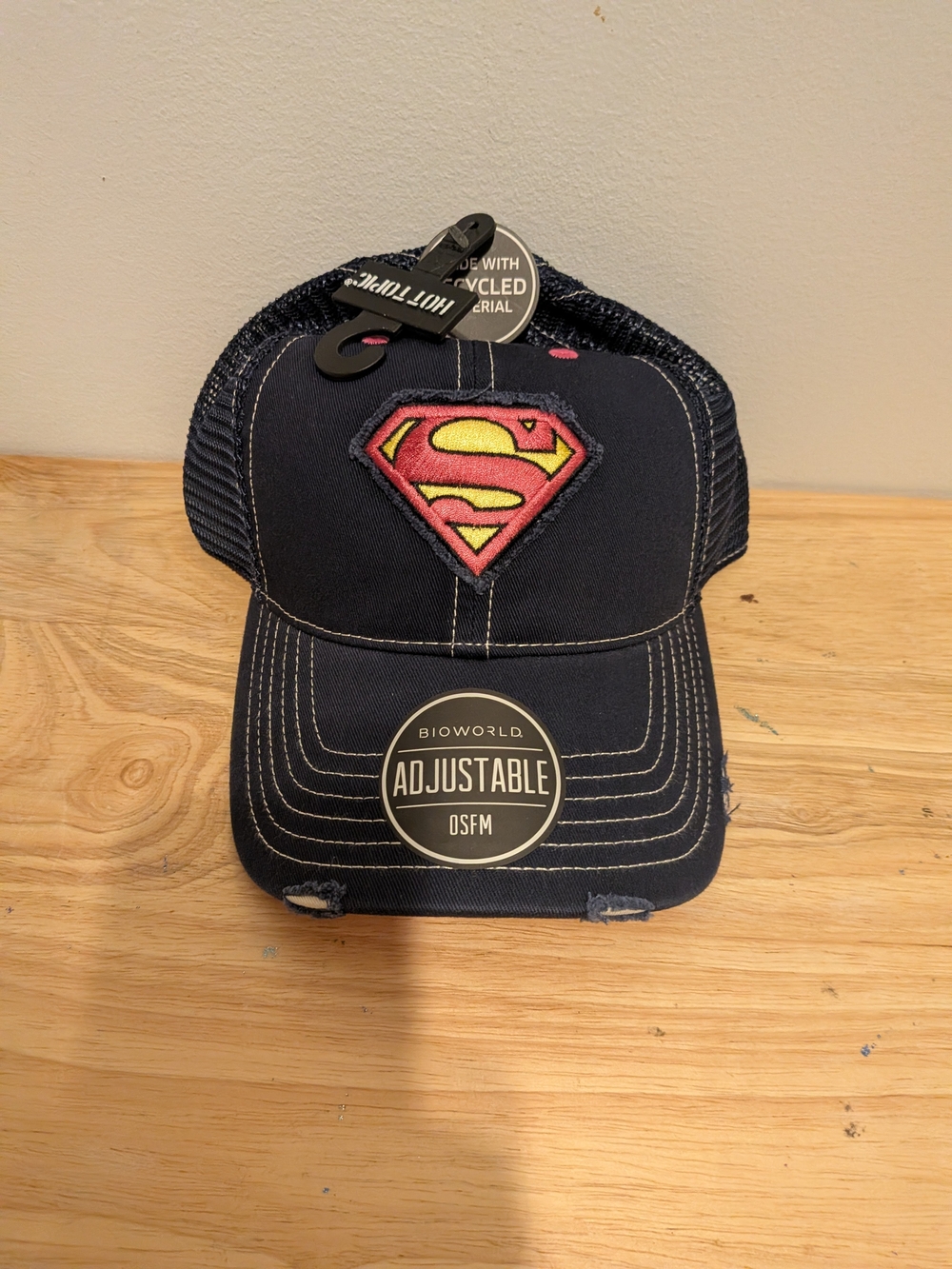 Bioworld Navy Superman Embroidered Trucker Hat